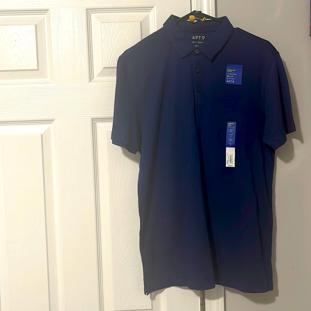 APT.9 Blue Premier Flex Polo Size Medium